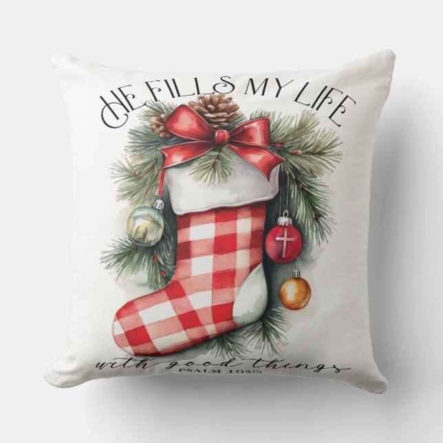 Coussin Noël chrétien inspirant (Recto)