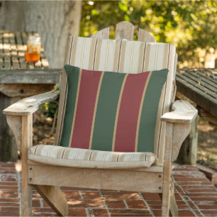 Coussin Noël Classique Vert Et Rouge Avec Garniture Dorée