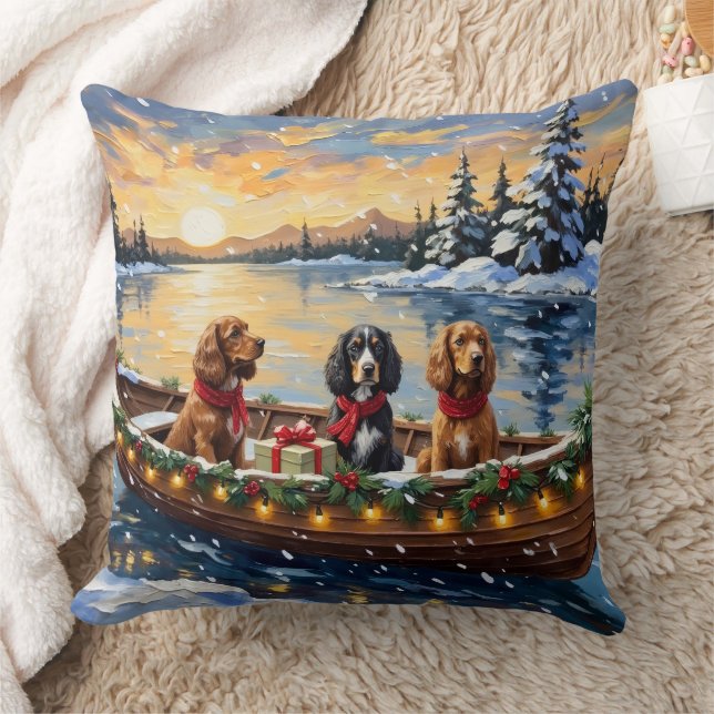 Coussin Noël Cocker Spaniel Bateau Fêtes (Couverture)