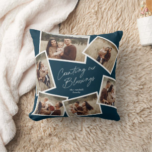 Coussin Noël Collage Photo 6 Écriture Moderne