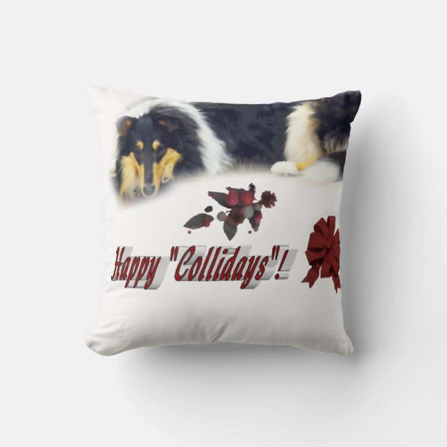 Coussin Noël Collie Tri Color (Recto)