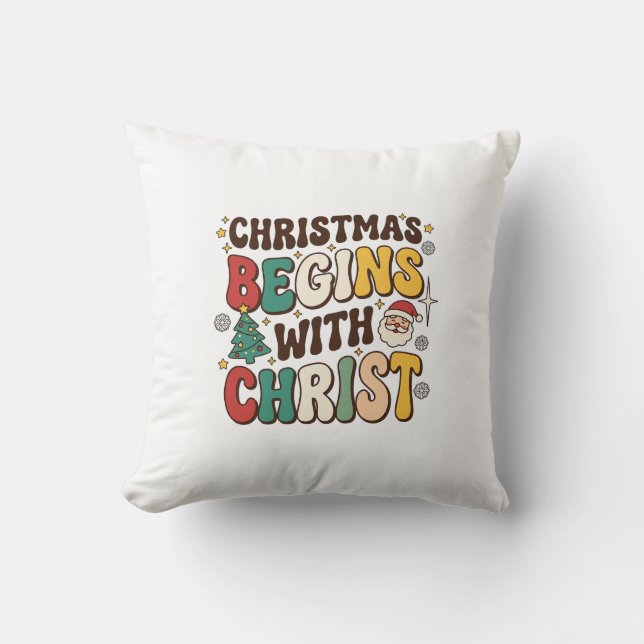 Coussin Noël Commence Avec Le Christ Décoration De Sapin D (Recto)