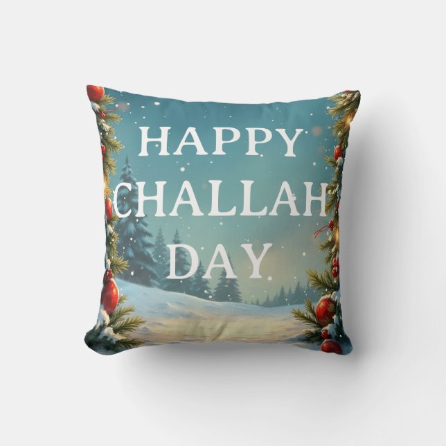 Coussin Noël cosy Joyeux Jour de Challah (Recto)