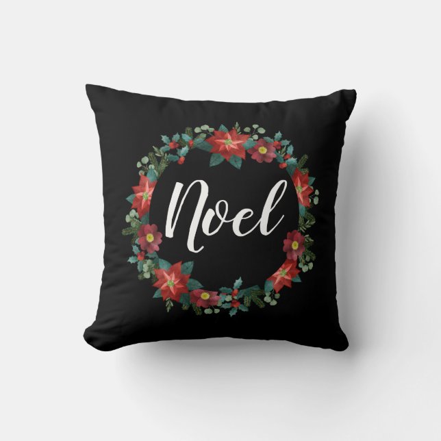 Coussin Noel, couronne de fleurs de Noël (Recto)