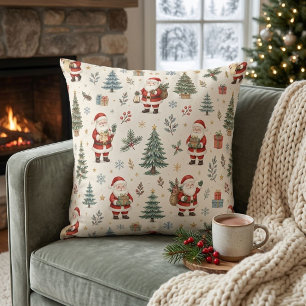 Coussin Noël Cozy Santa et Arbres Botaniques