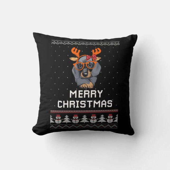 Coussin Noël Dachshund (Recto)
