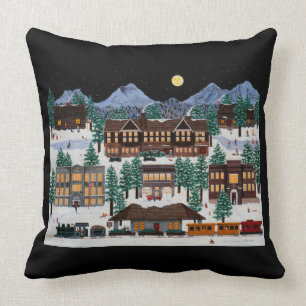 Coussin "Noël dans la courbure historique, Orégon "