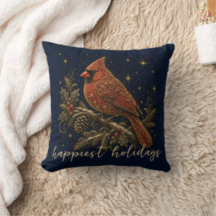 Coussin Noël dans les Étoiles Cardinal Rouge