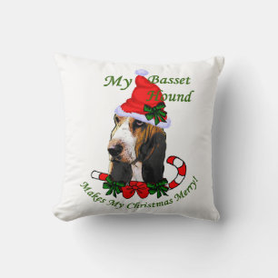 Coussin Noël de Basset Hound
