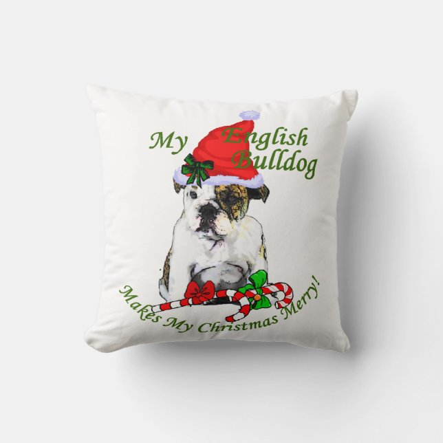 Coussin Noël de Bulldog anglais (Recto)