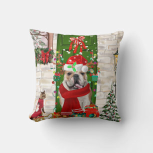 Coussin Noël de Bulldog anglais