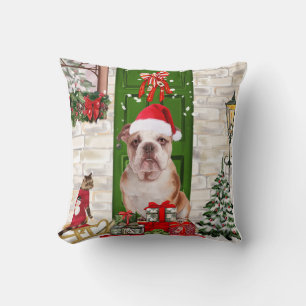 Coussin Noël de Bulldog anglais