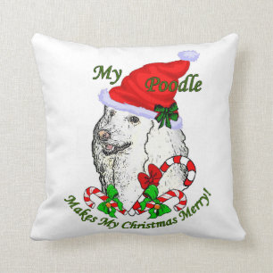 Coussin Noël de caniche joyeux