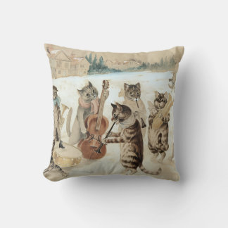 Coussin Noël de chat vintage illustré par Louis Wain
