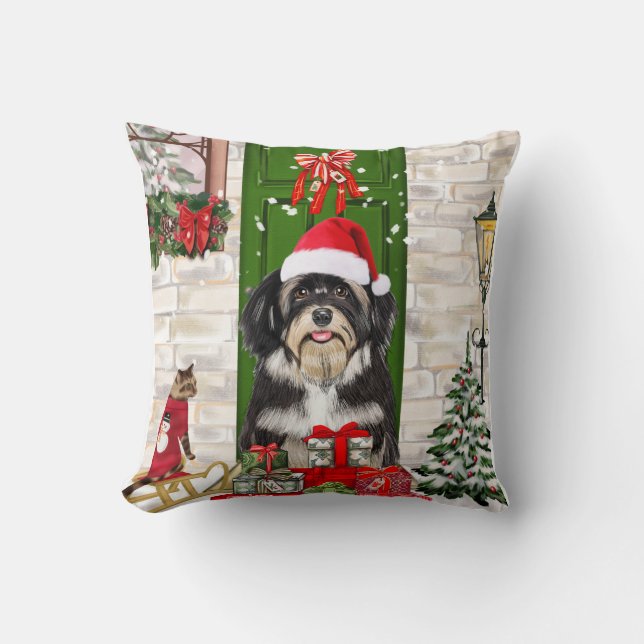 Coussin Noël de chien Havanais (Recto)