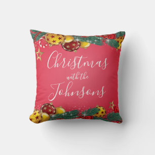 Coussin Noël de famille élégant personnalisé