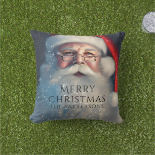 Coussin Noël de famille personnalisé avec le Père Noël