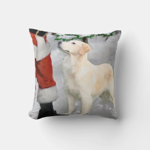Coussin Noël de golden retriever