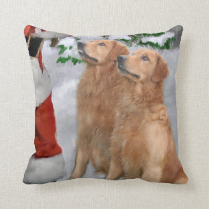 Coussin Noël de golden retriever