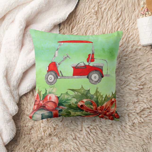 Coussin Noël de golf sur le thème de l'aquarelle de Golf C (Couverture)