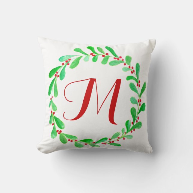 Coussin Noël de la chemise d'aquarelle (Recto)