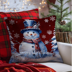 Coussin Noël de la forêt d'hiver   Red