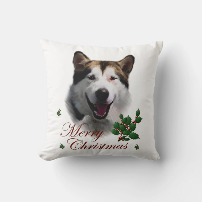 Coussin Noël de Malamute en Alaska (Recto)