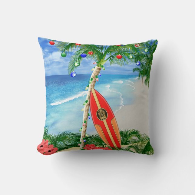 Coussin Noël de plage (Recto)