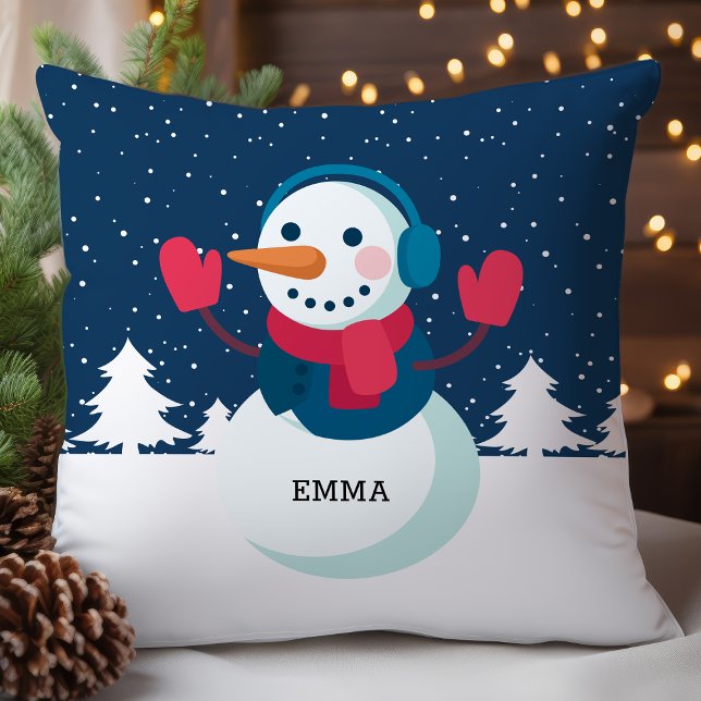 Coussin Noël de Snowman personnalisé (Créateur téléchargé)