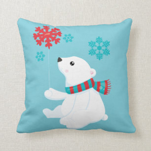 Coussin Noël de vacances de l'ours blanc  