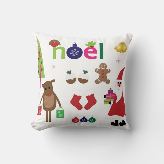 Coussin Noël décoratif cloches du Père Noël (Recto)
