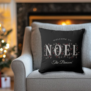 Coussin Noel Décoratif Noir Rouge Personnalisé Noël