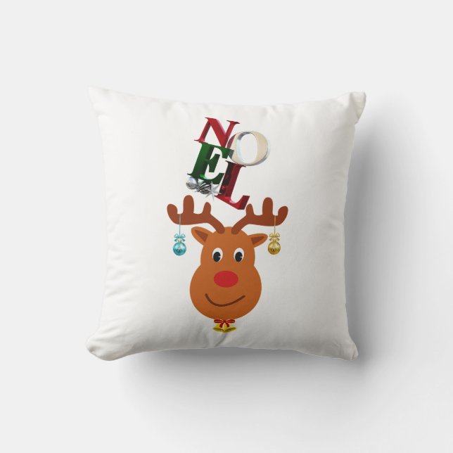 Coussin Noel Deer Bells Bauble Rudolf Snowflakes Noël (Recto)