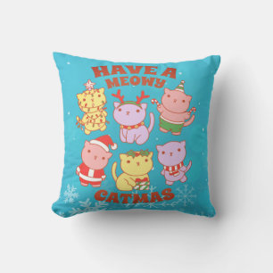 Coussin Noël des Amoureux de les chats - Ayez un grand cat