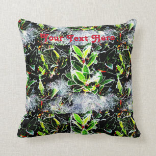 Coussin noël des baies sèches couvertes de gel et des to