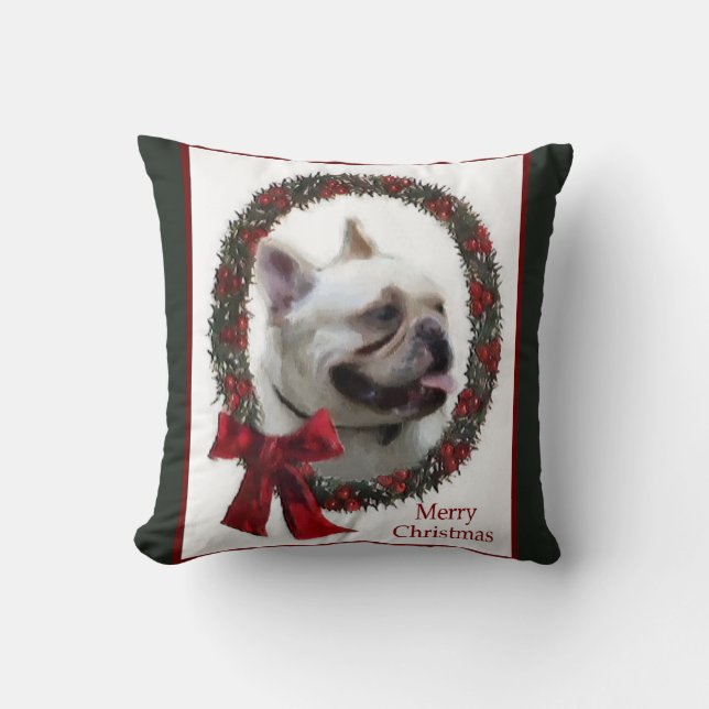 Coussin Noël des Bulldog français (Recto)