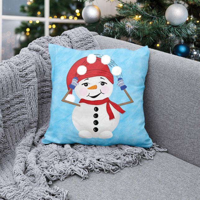 Coussin Noël des merveilles hivernales de Snowman (Créateur téléchargé)