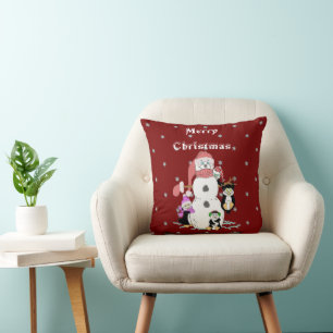 Coussin Noël des neiges et des pingouins