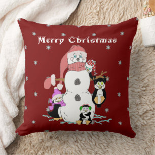 Coussin Noël des neiges et des pingouins