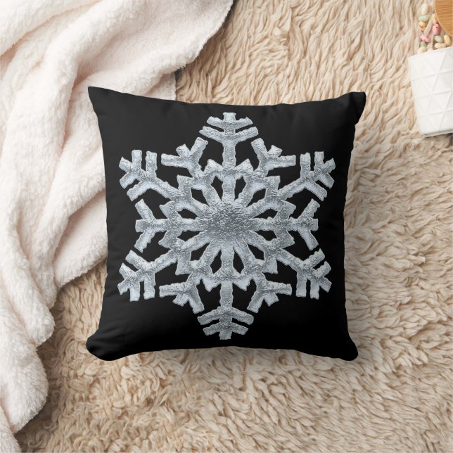 Coussin Noël d'hiver de luxe Black Frozen (Couverture)