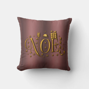 Coussin Noel d'or rose Noël contemporain