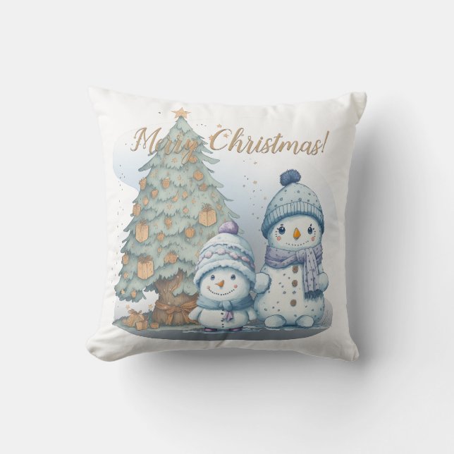 Coussin Noël du brun des neiges (Recto)