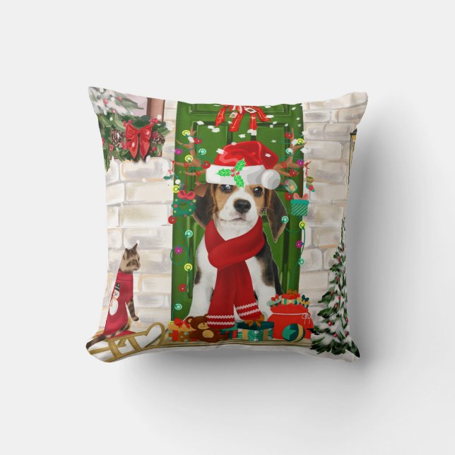 Coussin Noël du chien beagle (Recto)