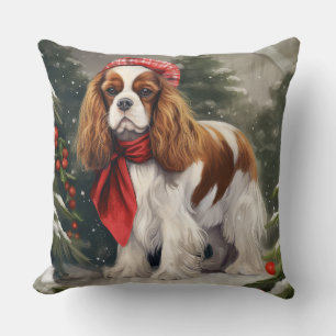 Coussin Noël du chien espagnol Cavalier King Charles