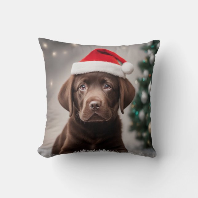 Coussin Noël du Labrador au chocolat (Recto)