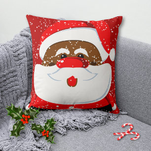 Coussin Noël du Père Noël afro-américain