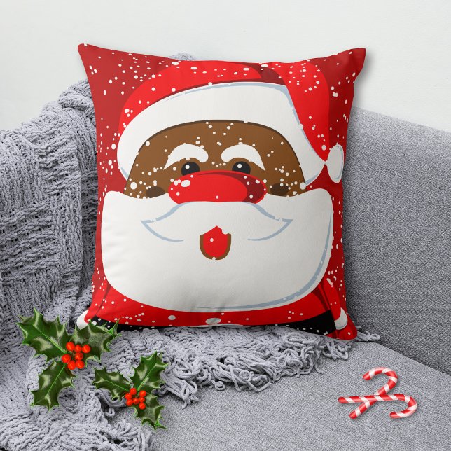 Coussin Noël du Père Noël afro-américain (Créateur téléchargé)