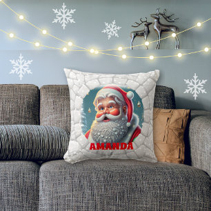 Coussin Noël du Père Noël en 3D Nom personnalisé Fête