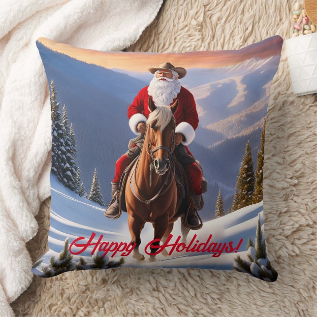Coussin Noël du Père Noël équitation (Couverture)