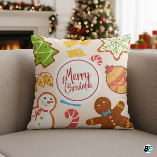 Coussin Noël Élégant Illustré Coloré